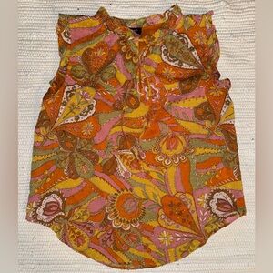 Jones & Co Womens Top Sleeveless Ruffle Neck Blouse